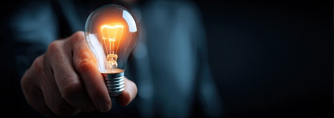 Hand Holding Lightbulb Idea Concept.