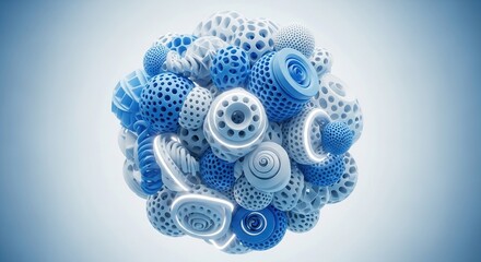 Complex geometric structure with intricate patterns and blue tones