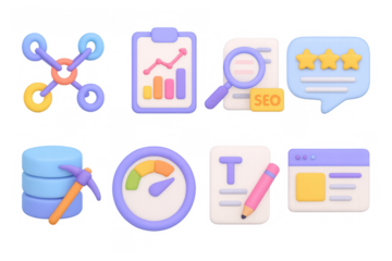 3d icons for data analysis and web optimization