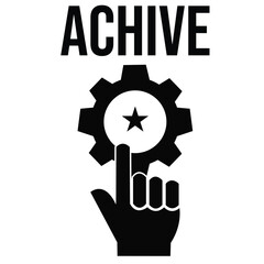 A graphic illustration of a hand pointing at a gear with a star, a powerful symbol of achieving goals.