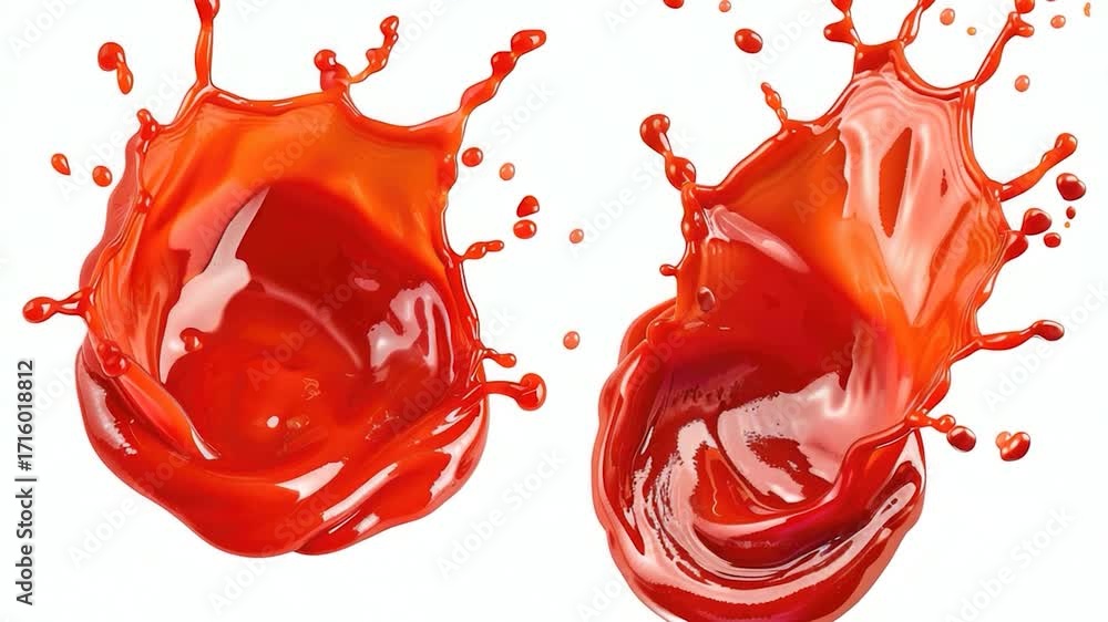 Poster two red liquids splashing on top of each other, perfect for chemistry or science related concepts