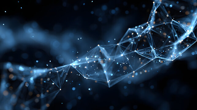 Abstract blue background featuring connected lines and polygonal shapes, representing futuristic digital technology.