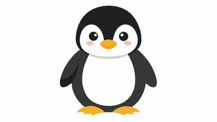 Obraz premium Cute Fluffy Baby Penguin Illustration on White Background Vector Design