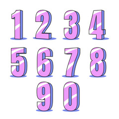 purple numbers. Symbol set. Vector illustration