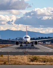 Fototapeta na wymiar Airplane taxiing on a runway