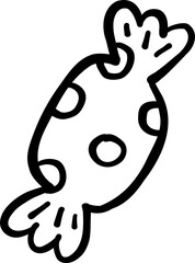 Cute Candy Wrapped black and white doodle outline hand drawn