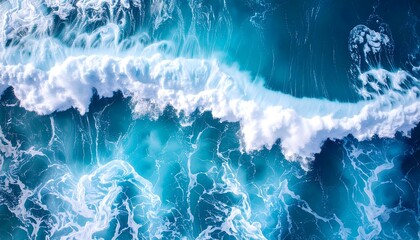 Aerial view of crashing waves