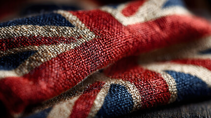 Fototapeta premium Close-Up of Waving Union Jack Flag with Vibrant Colors and Fabric Texture