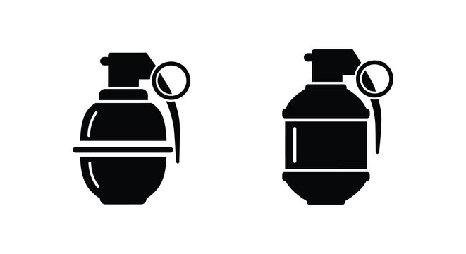 Two black and white depictions of hand grenades simple iconographic style