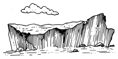 Hand Drawn Iceberg Landscape an Arctic Scenery Sketch