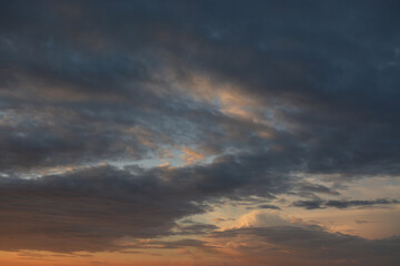 Beautiful blue-orange sky in the late evening. Background