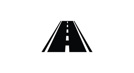 Simple black and white illustration of a straight road vanishing point © MALA