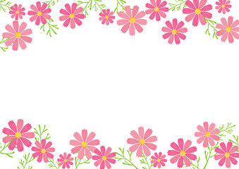 優しい水彩のコスモス背景イラスト