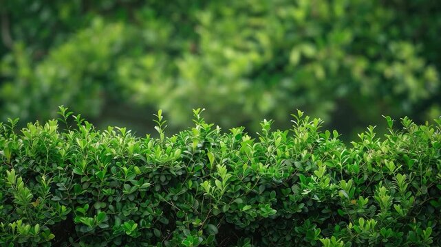 A close-up shot of a hedge with blurred background