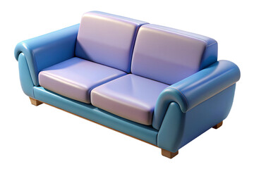High-quality 3d render of a modern blue sofa without background for design projects isolated on transparent background