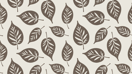 A seamless pattern featuring stylized brown leaves on a light beige background in a repeating design