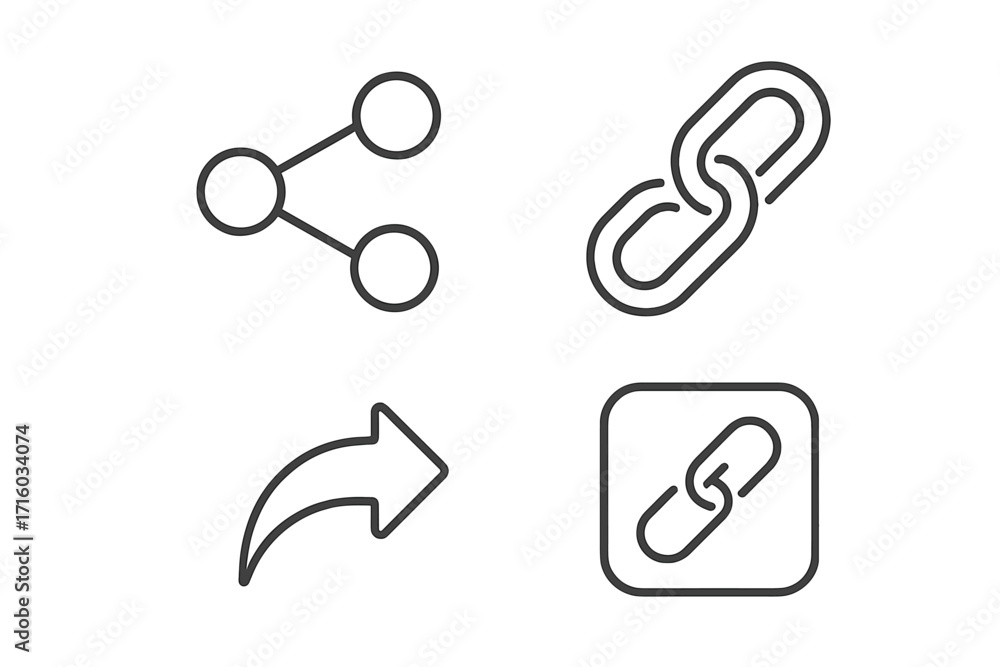Aufkleber share and link line icon set. vector outline symbols for web design, apps, and ui. connection, netwo