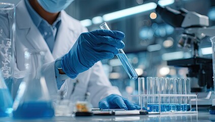 Scientist Conducting Experiment in Modern Laboratory.