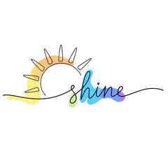 Obraz premium Illustration of a sun with the word shine beautifully integrated in a vibrant colorful design