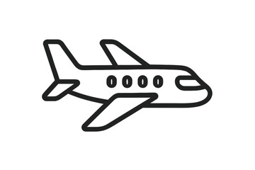 Airplane line icon. Plane outline vector symbol. Flight sign for aviation and transport. Travel, tourism, vacation concept. Jet aircraft pictogram for web and app design.