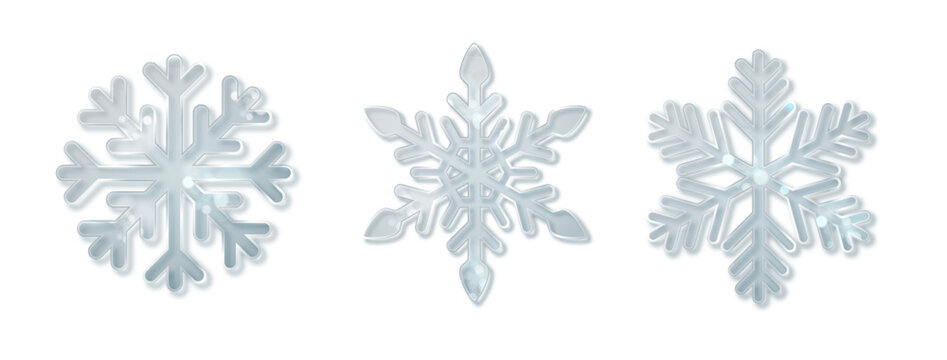 Crystal ice snowflake PNG. Transparent frozen glass Christmas decoration isolated. Winter New Year vector design