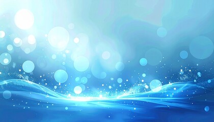 Ein abstrakter Hintergrund in sanften Blautönen mit schimmernden Bokeh-Lichtern.