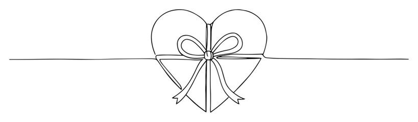 heart shaped gift box with ribbon line art