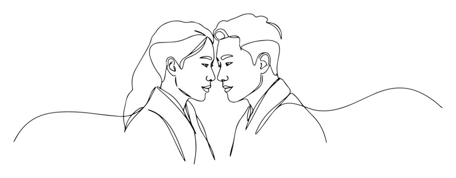 one continuous line drawing of a tender couple in an intimate moment