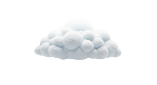 Fluffy white cartoon cloud illustration isolated PNG with Transparent Background
