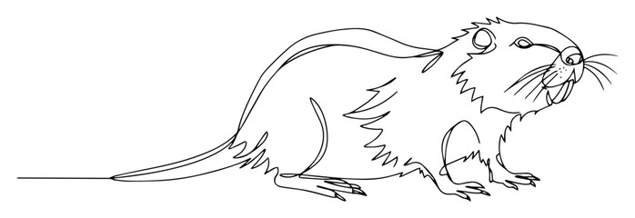 guinea pig sitting side view monoline thin lineart vector design