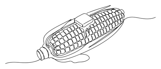 buttered corn on the cob monoline thin lineart vector illustration