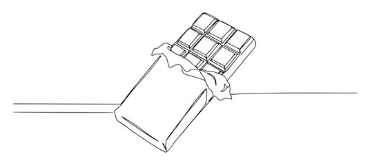 chocolate bar partially unwrapped monoline thin lineart vector illustration