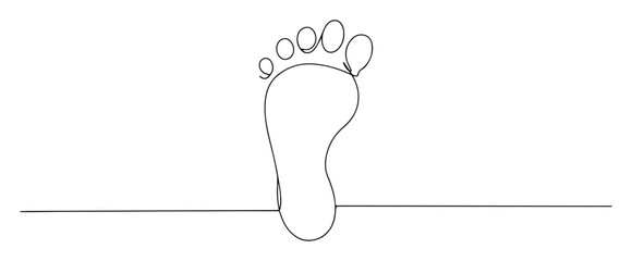 single footprint with toes monoline thin lineart vector illustration