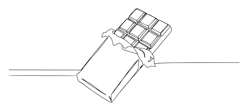 chocolate bar partially unwrapped monoline thin lineart vector illustration