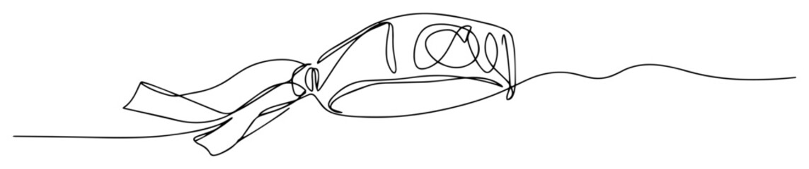 karate black belt tied in knot monoline thin lineart vector illustration