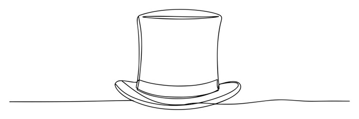 single one line drawing of an elegant vintage cylinder top hat gentleman's formal accessory vector design