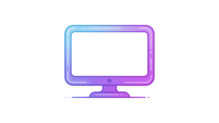 Stylized computer monitor icon with gradient colors on a white background screen display isolated on a transparent background