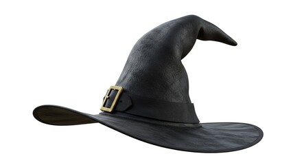 Black witch hat with transparent background