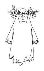 wreath crowned phantom apparition monoline vector lineart