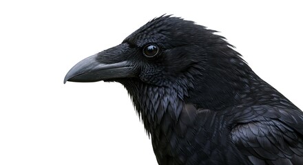 Fototapeta premium Raven head closeup with transparent background