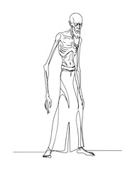 an ancient undead creature a draugr or ghoul from norse mythology continuous one line drawing vector illustration