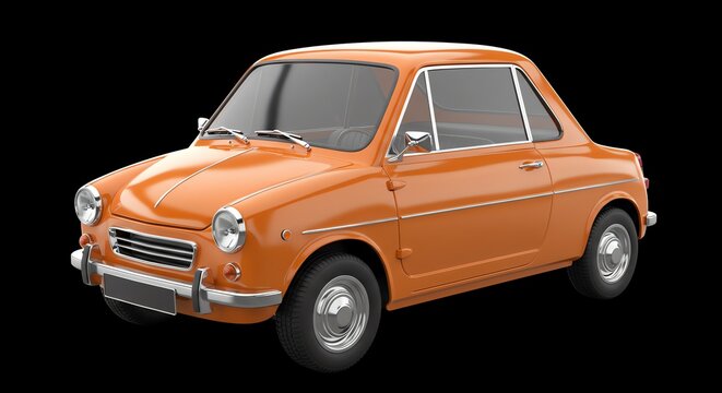 Fototapeta Vintage orange car with transparent background