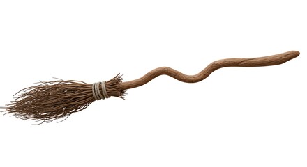 Wooden broom with transparent background