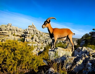 Obraz premium Mountain goat on a rocky outcrop