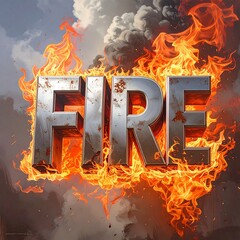 Fiery metallic text on a dramatic backdrop