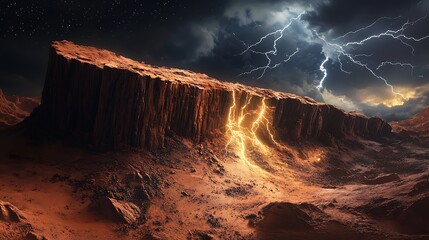 Planet breaking apart with lightning energy photo