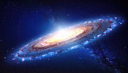 Cosmic Galaxy Nebula with Bright Center and Starry Field Abstract Space Background