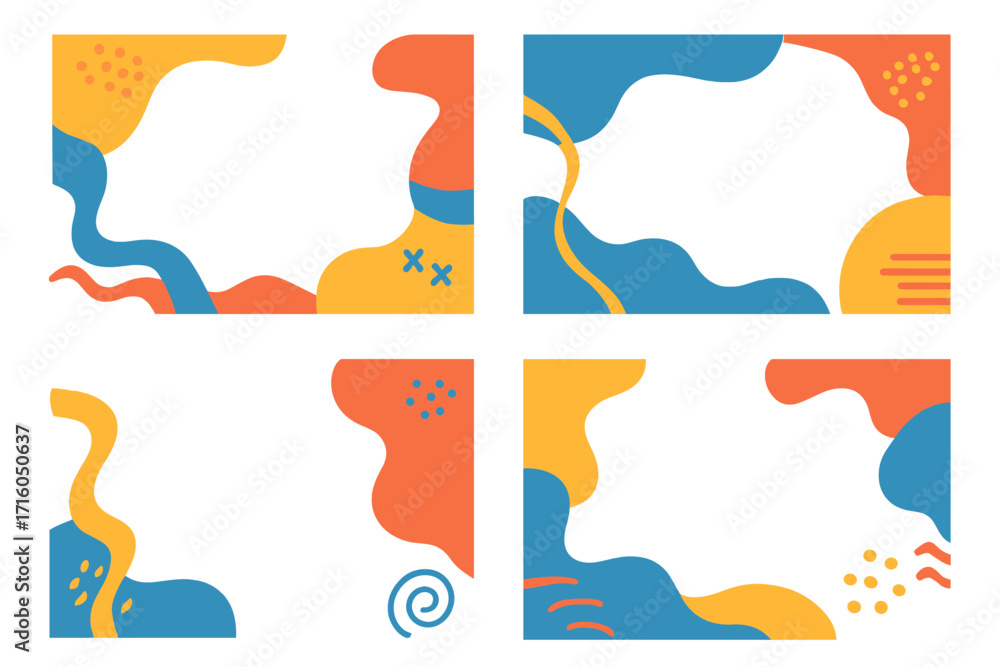 Aufkleber set of abstract background frames with organic fluid shapes. modern minimalist design collection. ve