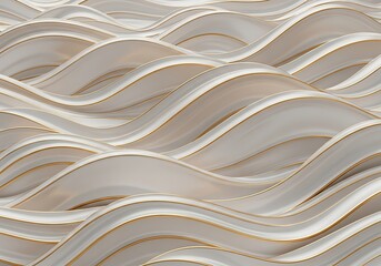 Obraz premium Elegant fluid waves in creamy white with gold accents for sophisticated design