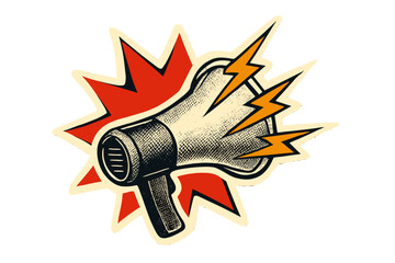 Loudspeaker announcement concept. Megaphone vector for advertising, promotion. Retro propaganda symbol. Protest icon. Communication news broadcast. Loud sound alert attention sign.